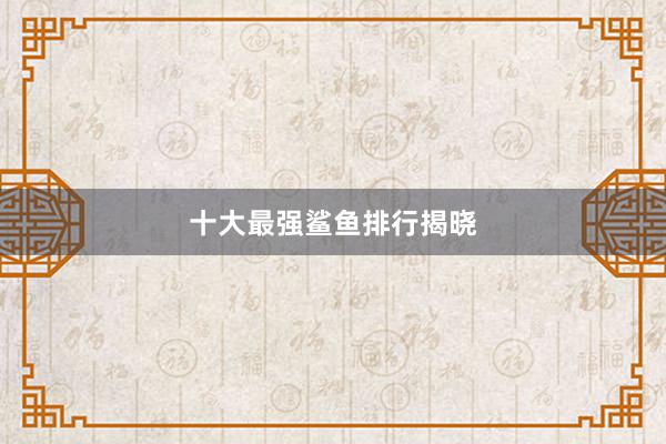 十大最强鲨鱼排行揭晓